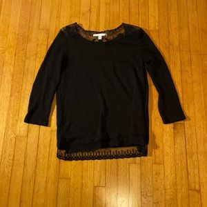 LC Lauren Conrad Black Lace Blouse